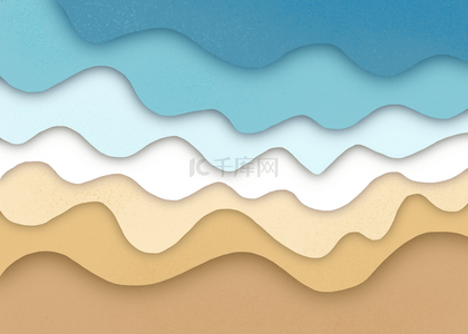 海浪剪纸风格背景