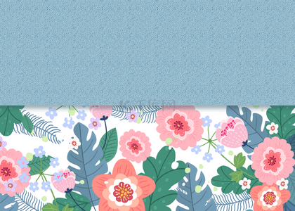 灰蓝色绽放彩色花卉卡片背景