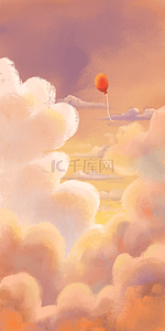 气球天空背景背景图片_红气球梦幻天空幻想手机壁纸