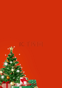 红色简单圣诞树几何背景