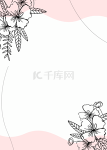 粉色线背景图片_粉色线稿花卉背景