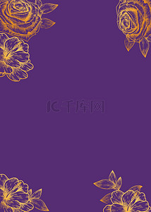 紫色紫红色背景图片_紫色金色植物边框背景