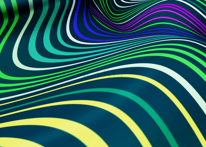 立体抽象线条背景图片_抽象立体彩色线条墨绿色背景