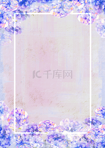 可爱紫色花瓣油画花卉边框壁纸背景