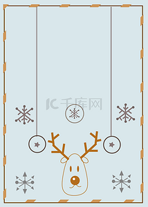 圣诞节细线画成的卡通麋鹿背景