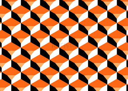 复古立体几何体橙色黑色