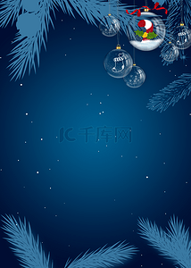 蓝色夜空圣诞节水晶球背景