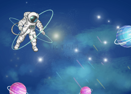 科技宇航员背景背景图片_深蓝色星空渐变宇宙背景