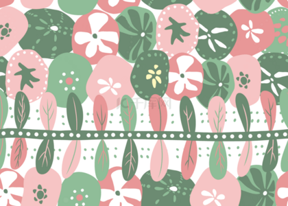 粉绿色无缝抽象几何花朵花纹图案背景