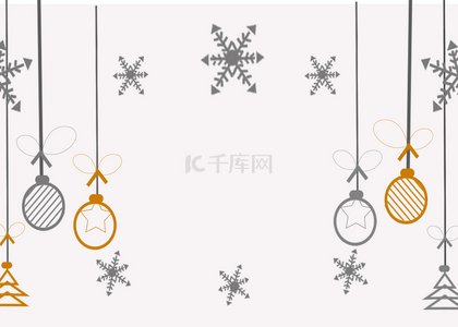 免费元素背景图片_线条画的圣诞彩球和雪花背景