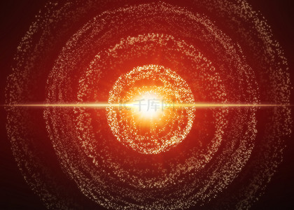红色星球爆闪光圈空间光效散射背景