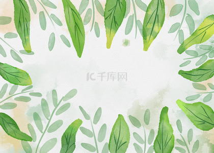 嫩绿色荷叶背景图片_嫩绿植物水彩叶子背景