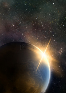 梦幻手机背景图片_橙色闪耀光芒日出太阳银河宇宙背景