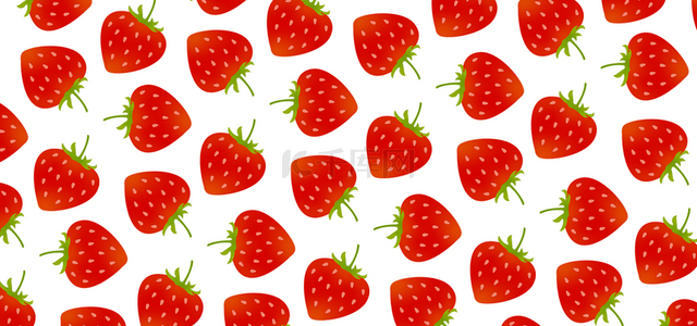红色新鲜草莓水果平铺背景