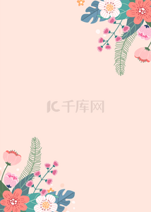 绿色花卉浪漫背景图片_淡粉色极简主义花卉浪漫背景