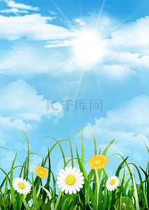 春天桌面背景背景图片_春天光效草地花卉背景