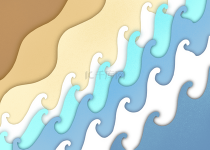 海浪造型剪纸风格背景