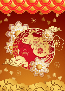 剪纸春节背景图片_红色新年中国风格金色描边背景