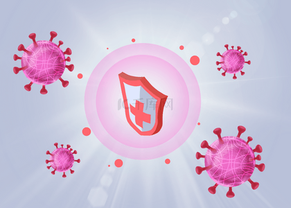 预防新型冠状病毒长图背景图片_新冠疫情防护护盾病毒光效背景