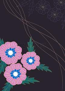 花卉线描背景图片_暖色抽象几何圆形花卉