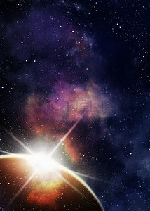 太阳梦幻背景图片_紫色星系太阳银河宇宙背景