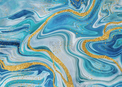 蓝色金沙背景背景图片_抽象蓝色金沙流动大理石背景