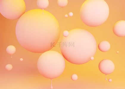 粉黄色3d立体球滴落背景