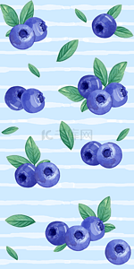 树叶水果背景图片_热带水果蓝莓无缝背景
