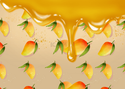 水彩水果背景图片_蜂蜜芒果流动水彩水果背景