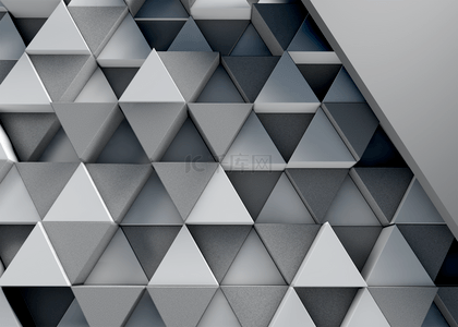 几何层次背景背景图片_灰黑色3d立体三角几何层次背景