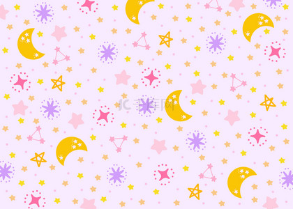 可爱平铺粉色背景图片_可爱紫黄粉色星星平铺背景