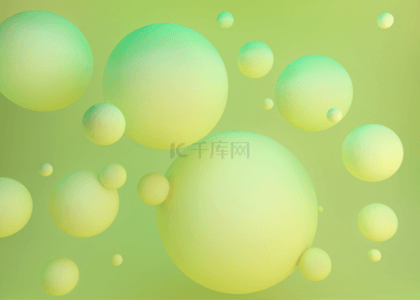 3d球立体球背景图片_黄绿色3d立体球背景