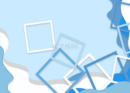 波浪圆形状背景图片_蓝色方块波浪形状商务背景素材图