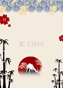 抽象剪贴画背景图片_手绘卡通竹子和富士山剪贴画
