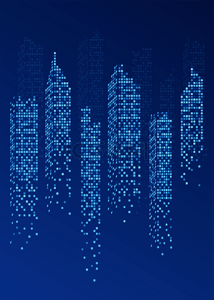 科技城市背景图片_蓝色商业光感颗粒城市背景