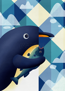 鱼抽象背景图片_抽象几何企鹅背景