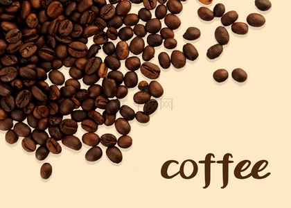 线稿背景背景图片_棕色咖啡豆线稿