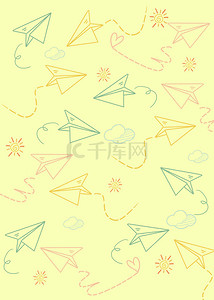 梦想纸飞机背景图片_黄三色纸飞机背景