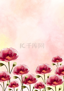 红色水彩花卉背景图片_红色水彩晕染花卉质感背景