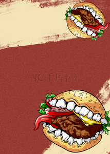 红色质感复古汉堡包背景
