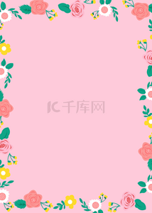 粉红色花朵边框背景图片_花朵边框卡通粉色背景