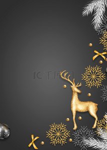 灰色麋鹿背景图片_灰色渐变质感松条圣诞节背景