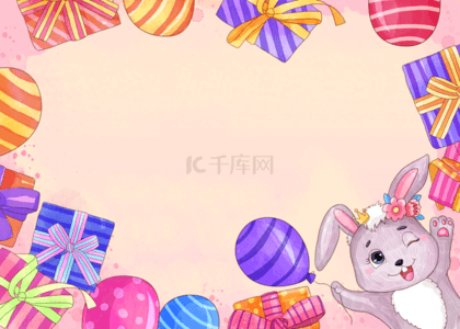 生日礼物卡通兔子背景