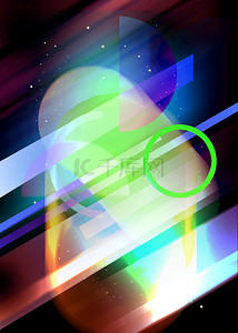科技感抽象线条背景图片_黄绿抽象线条科技几何光效背景