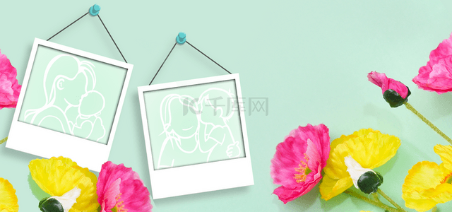 剪影相框背景图片_母亲节相框鲜艳花卉背景