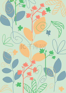 植物树叶图案背景图片_无缝树叶图案背景彩色