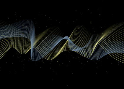 黄色光效光背景图片_空间几何曲线黄蓝色光效