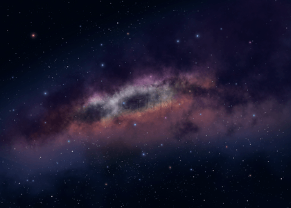 夜晚星空中的星云和星系