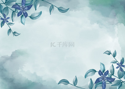 水彩蓝色花卉背景图片_水彩蓝色花卉婚礼背景