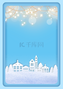 城堡雪背景图片_蓝色梦幻卡通城堡背景
